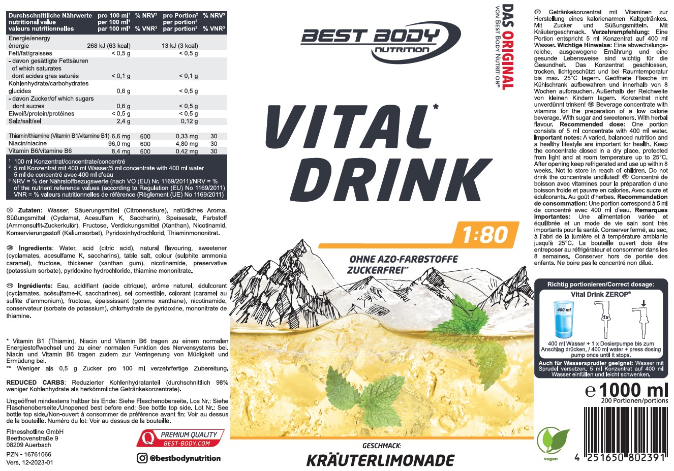 Best Body Vital Drink Kräuterlimonade