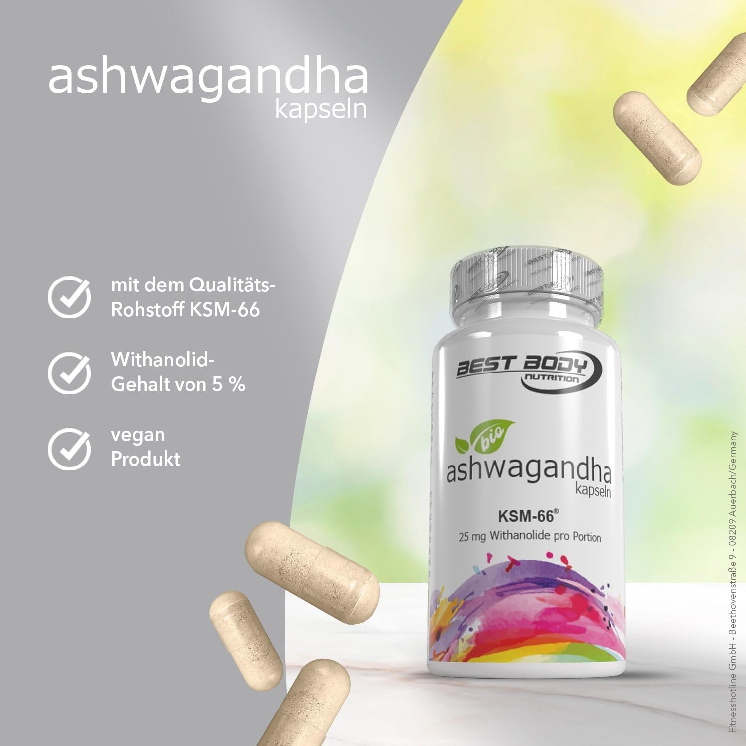 Best Body Nutrition Ashwagandha KSM 66 60 Kapseln Indischer Ginseng